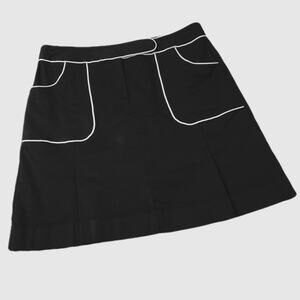 Loft Black Pleated Skirt Stretch Sporty Athleisure White Piping size 8